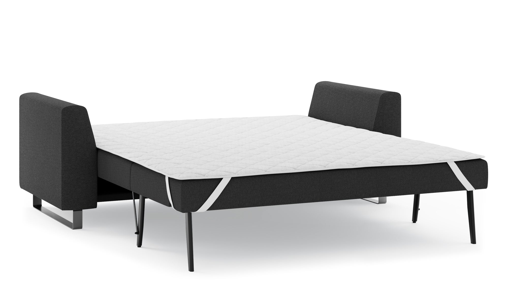 Schlafsofa von Bruno – 160 cm, in Anthrazit, Metallfüße