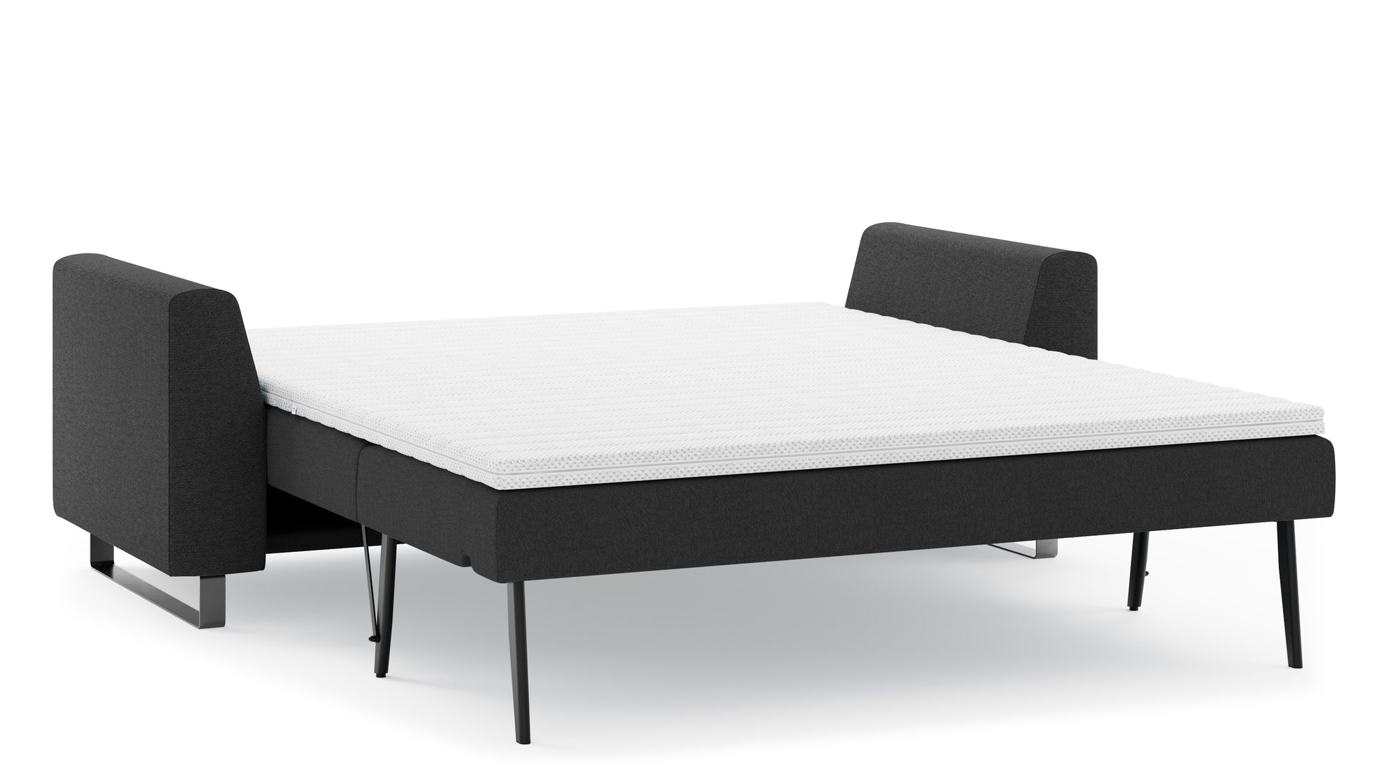 Schlafsofa von Bruno – 160 cm, in Anthrazit, Metallfüße