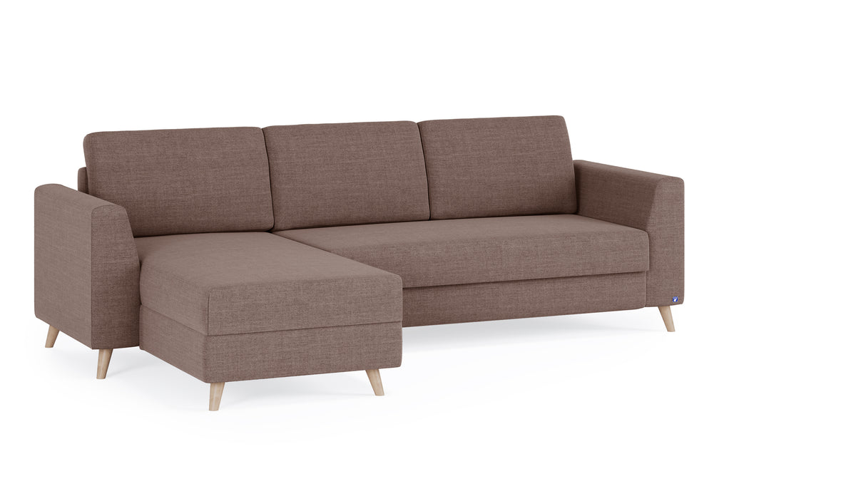 Boxspring-Ecksofa / L-Sofa in Como Braun von Bruno®