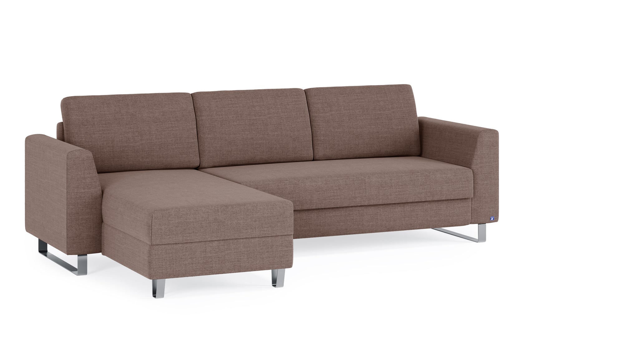 Schlafsofa von Bruno – 140 cm, in Braun, Metallfüße