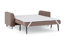 Schlafsofa von Bruno – 140 cm, in Braun, Metallfüße