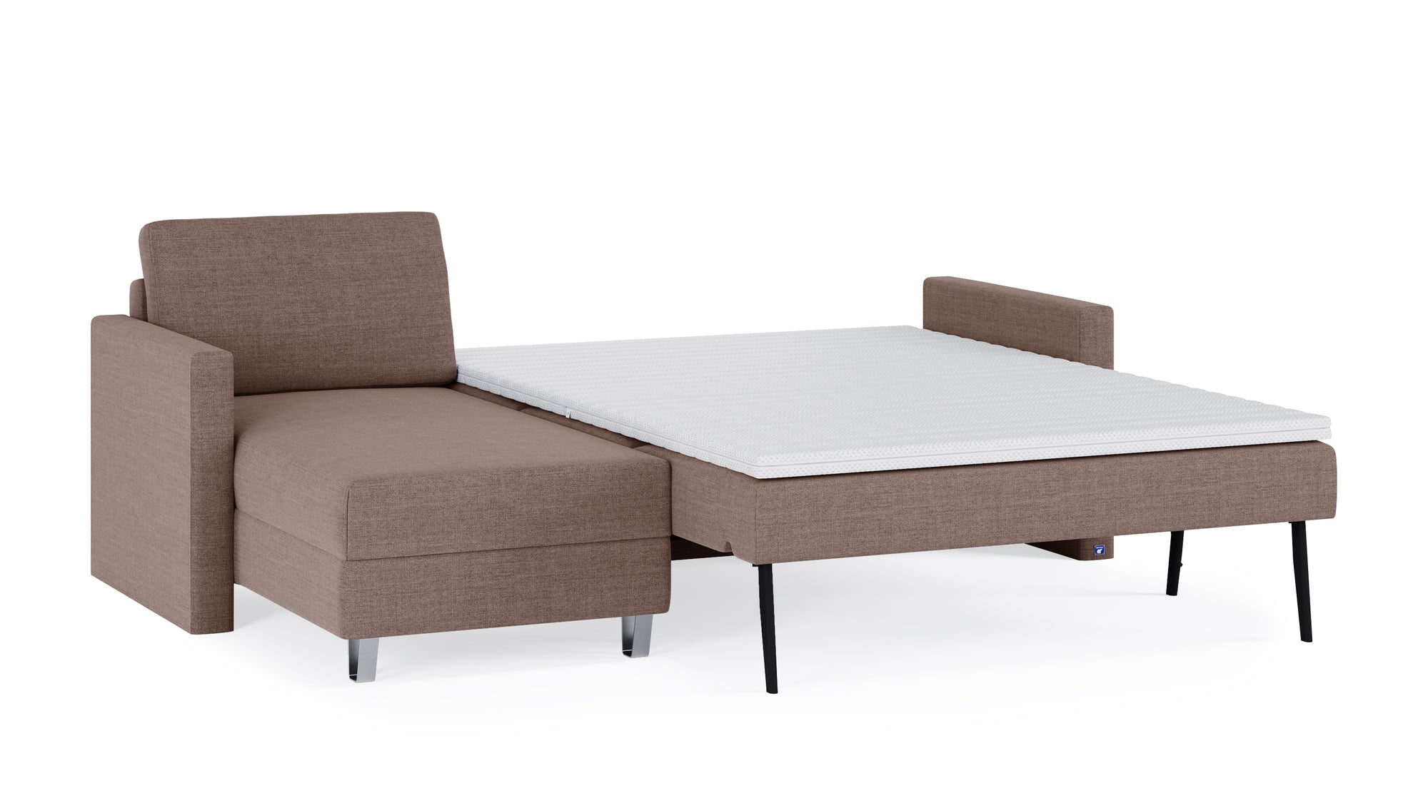 Schlafsofa von Bruno – 140 cm, in Braun