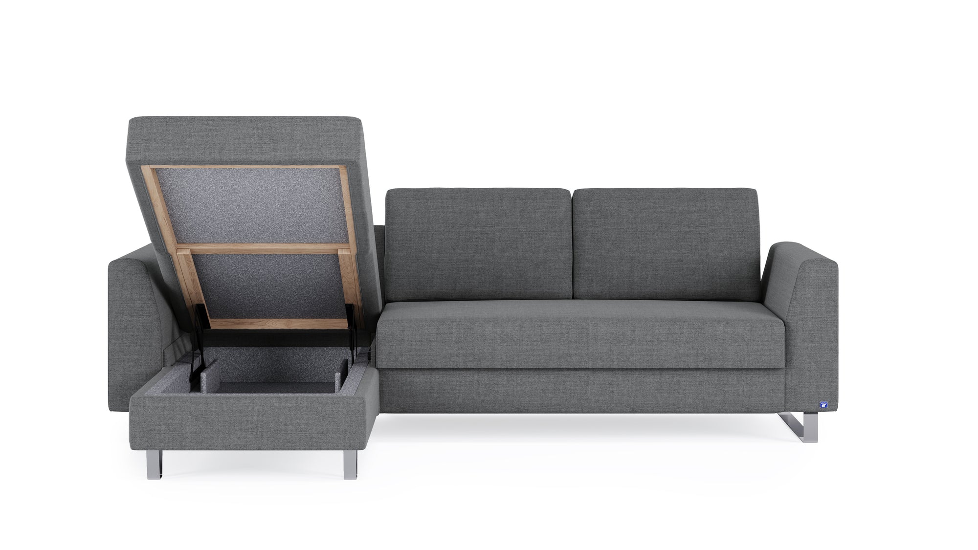 Schlafsofa von Bruno – 140 cm, in Dunkelgrau, Metallfüße