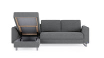 Schlafsofa von Bruno – 140 cm, in Dunkelgrau, Metallfüße