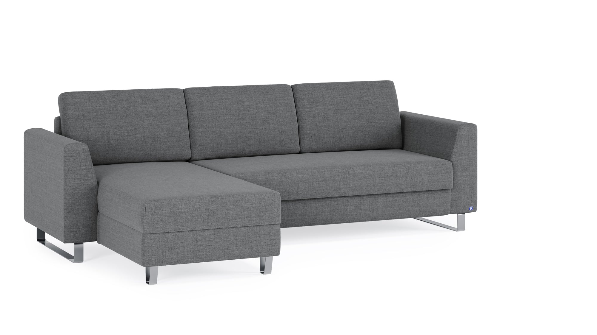 Schlafsofa von Bruno – 140 cm, in Dunkelgrau, Metallfüße