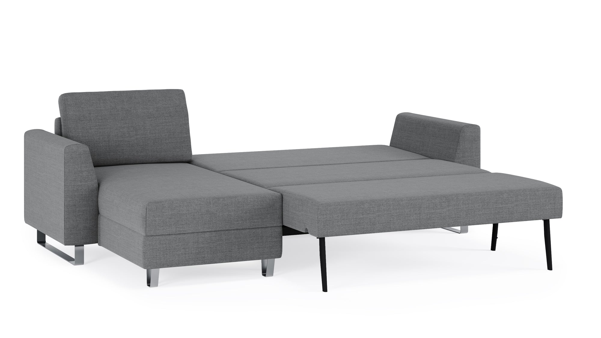 Schlafsofa von Bruno – 140 cm, in Dunkelgrau, Metallfüße