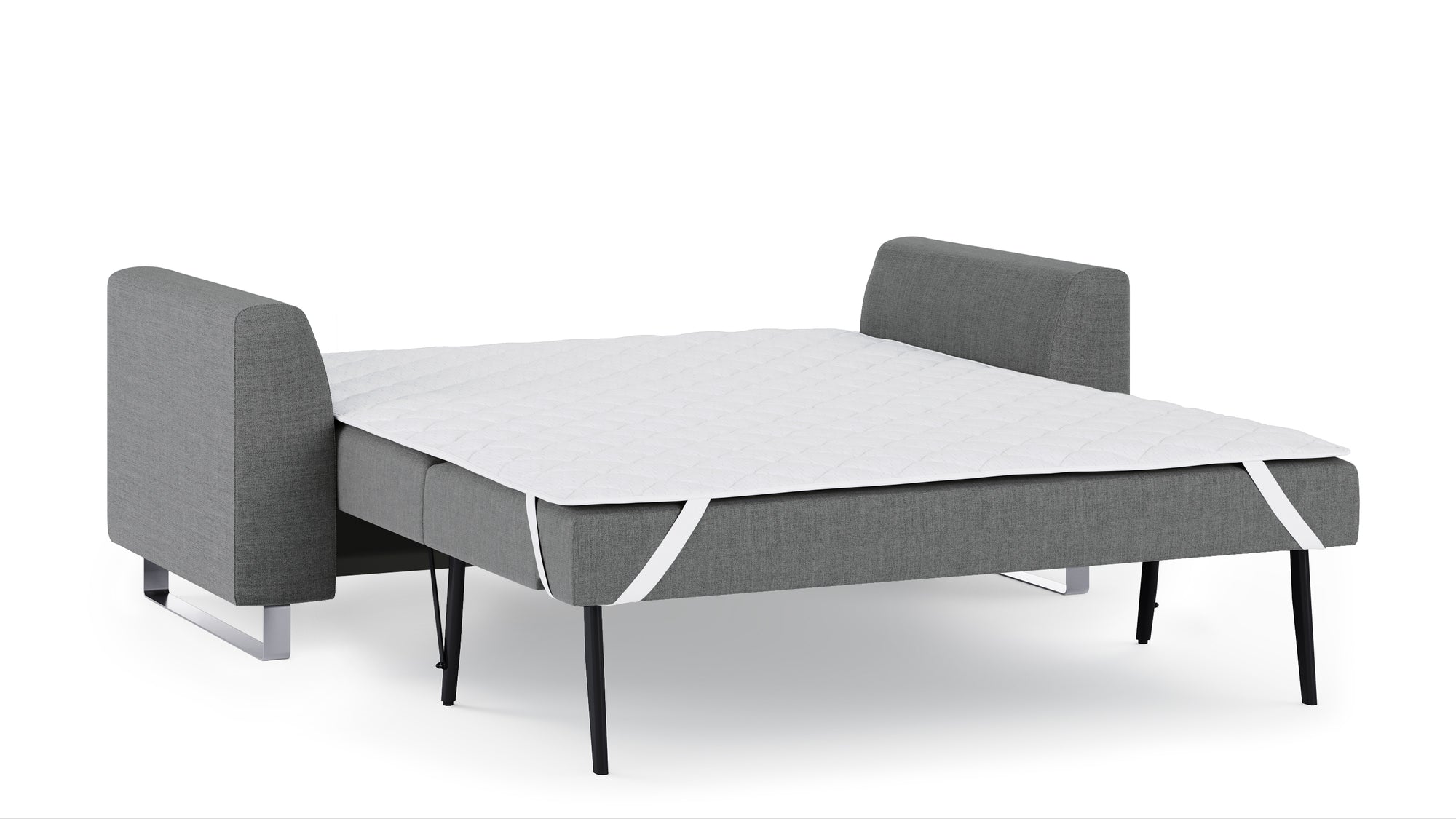Schlafsofa von Bruno – 140 cm, in Dunkelgrau, Metallfüße