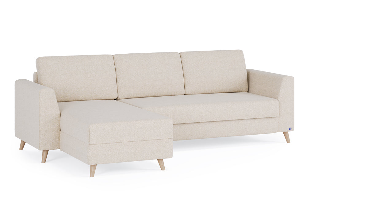 Boxspring-Ecksofa in Glory Soft Beige (Beige) I Bruno®