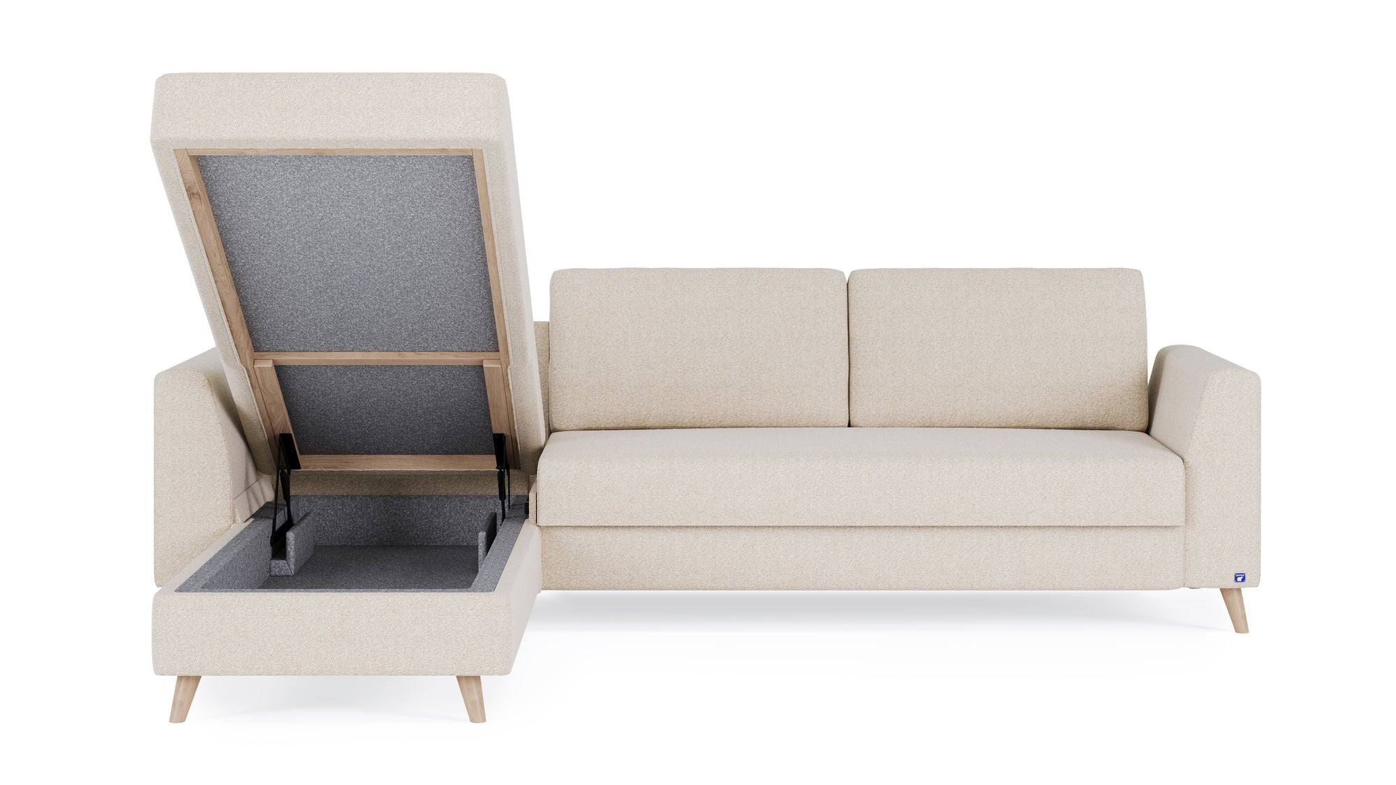 Schlafsofa von Bruno – 160 cm, in Glory Soft Beige, Holzfüße