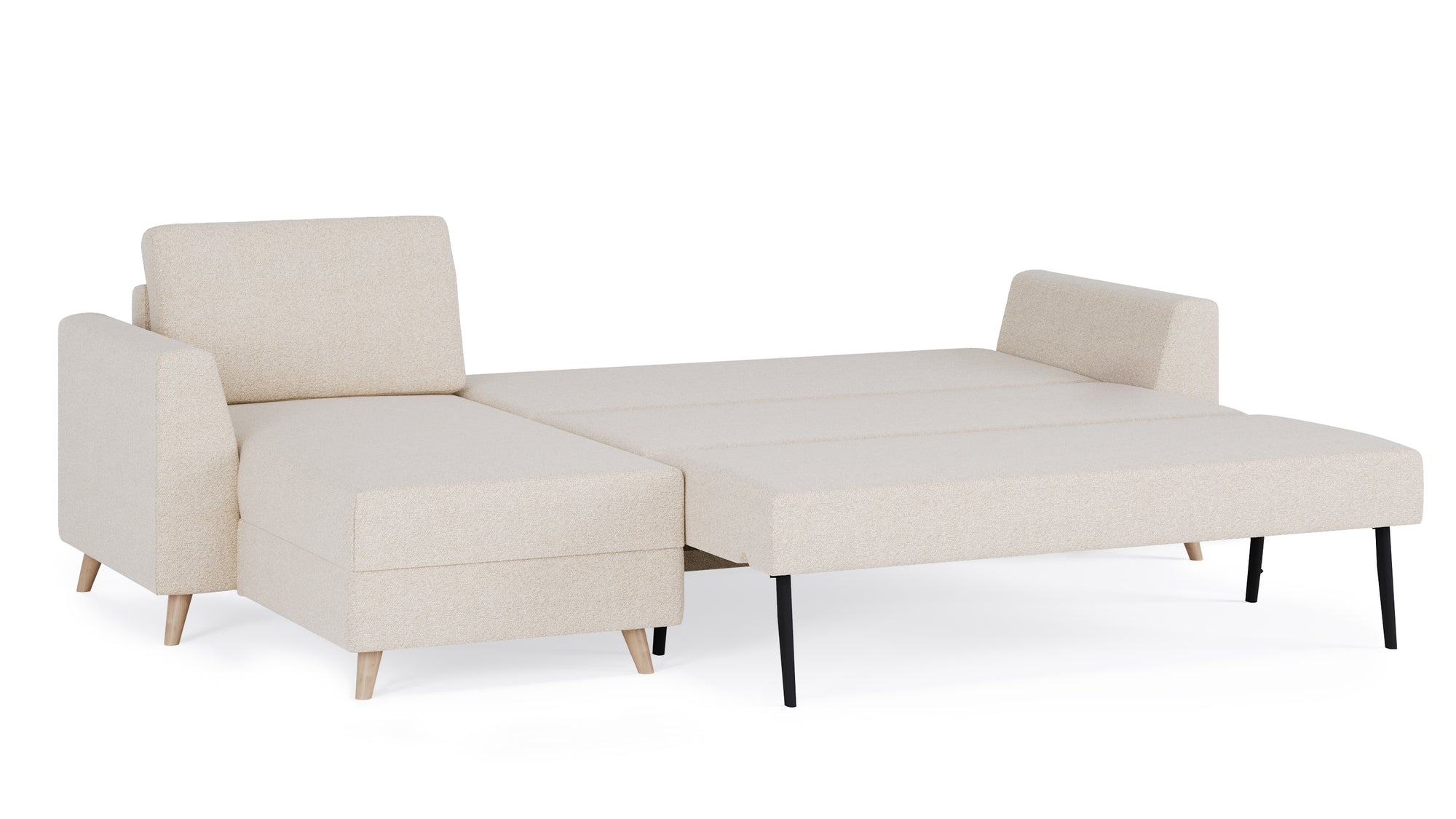 Schlafsofa von Bruno – 160 cm, in Glory Soft Beige, Holzfüße
