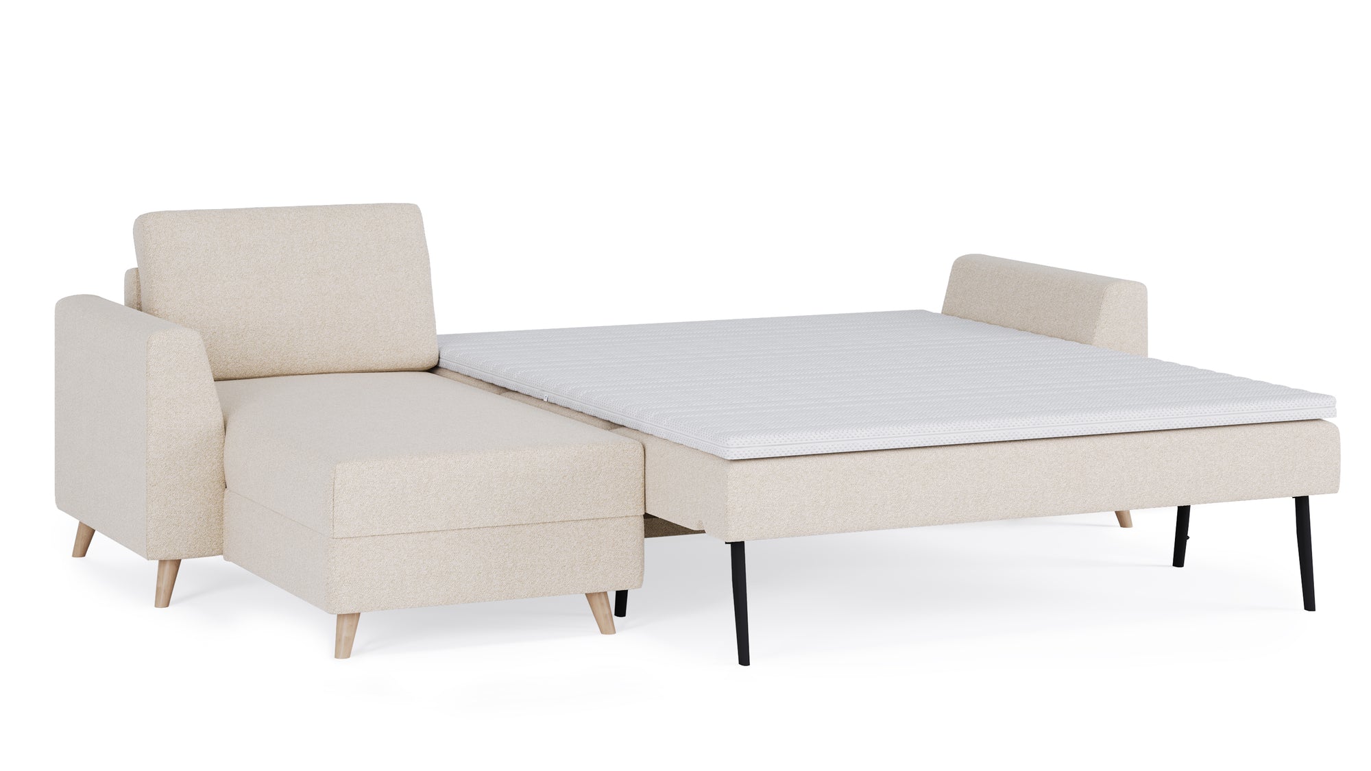 Schlafsofa von Bruno – 160 cm, in Glory Soft Beige, Holzfüße