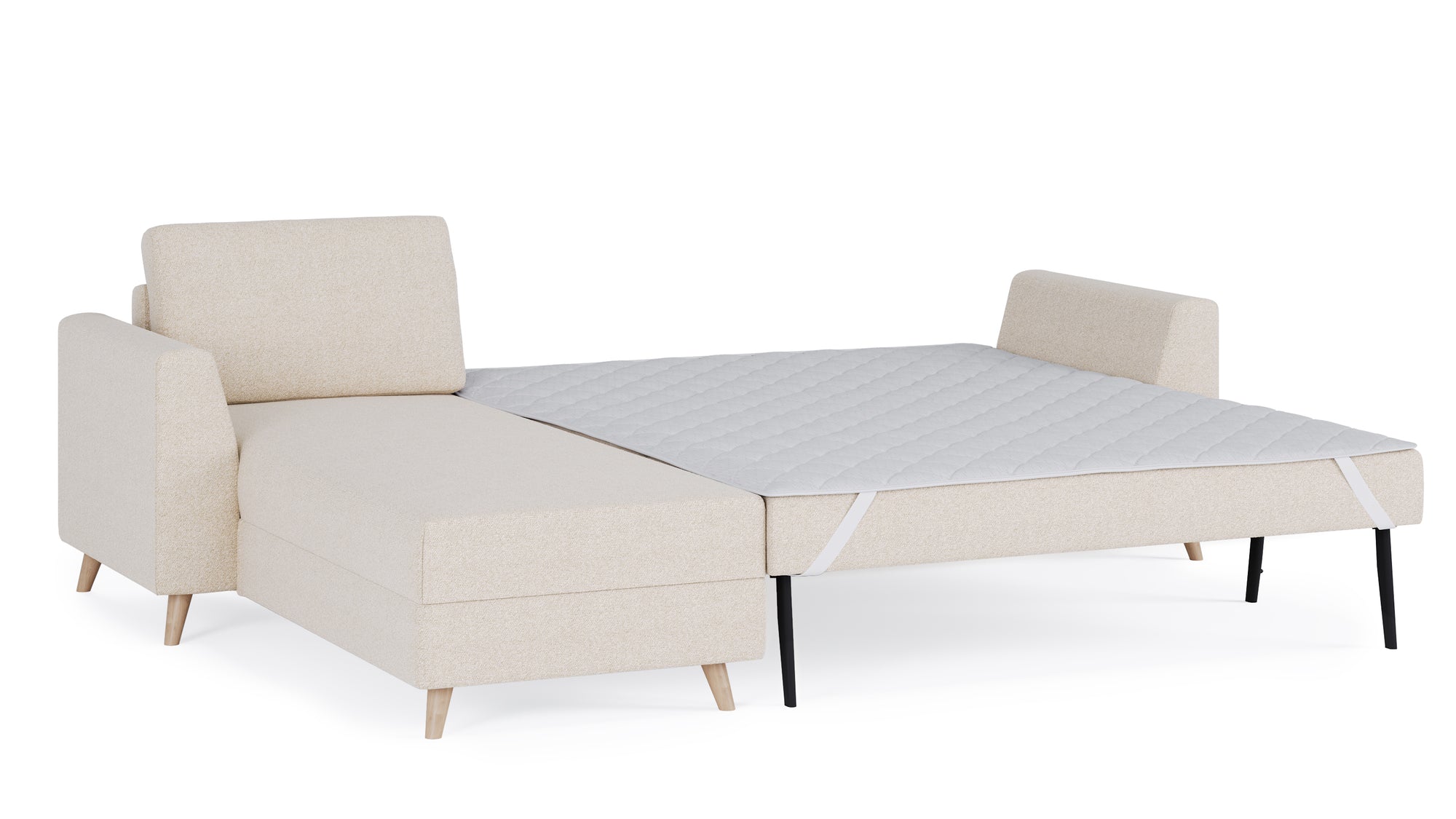 Schlafsofa von Bruno – 160 cm, in Glory Soft Beige, Holzfüße