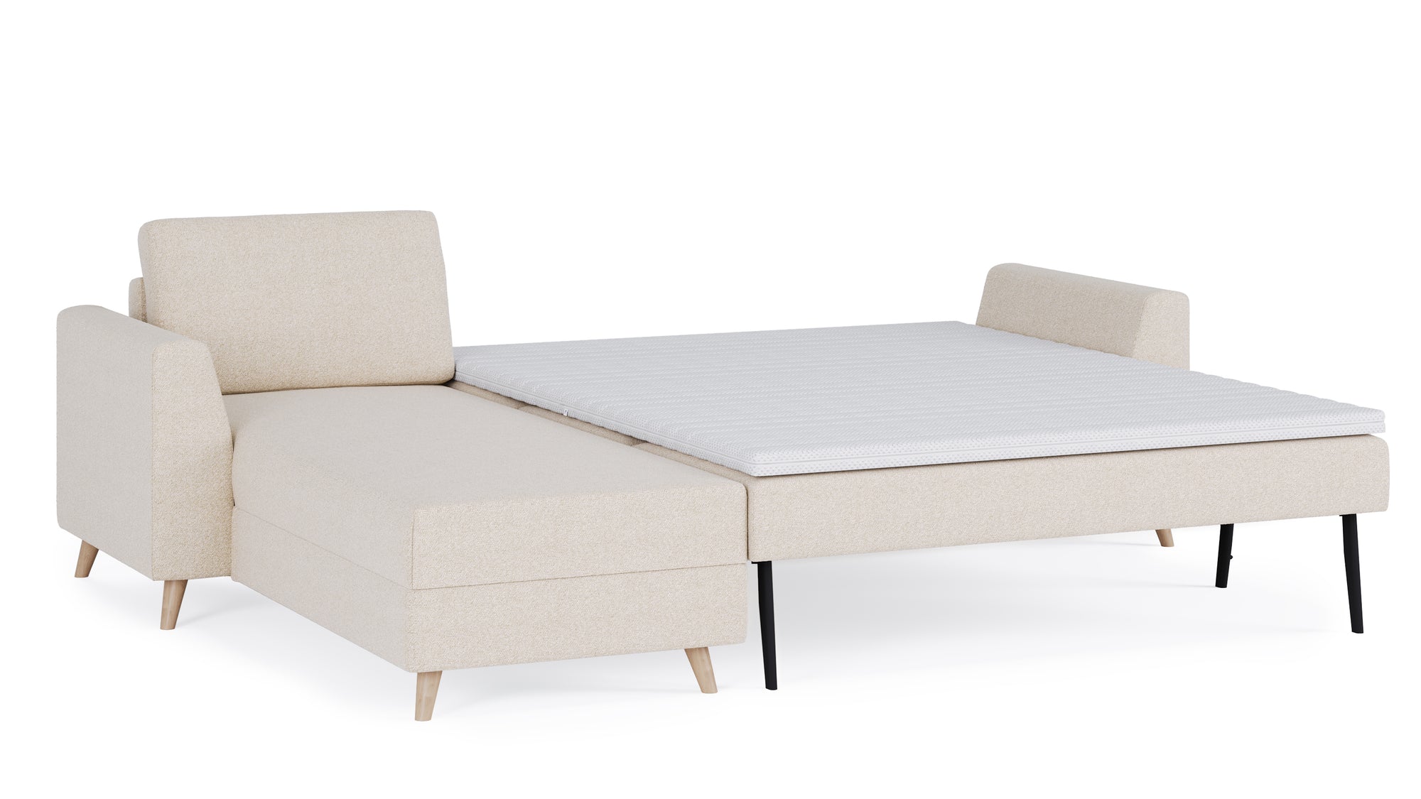 Schlafsofa von Bruno – 160 cm, in Glory Soft Beige, Holzfüße