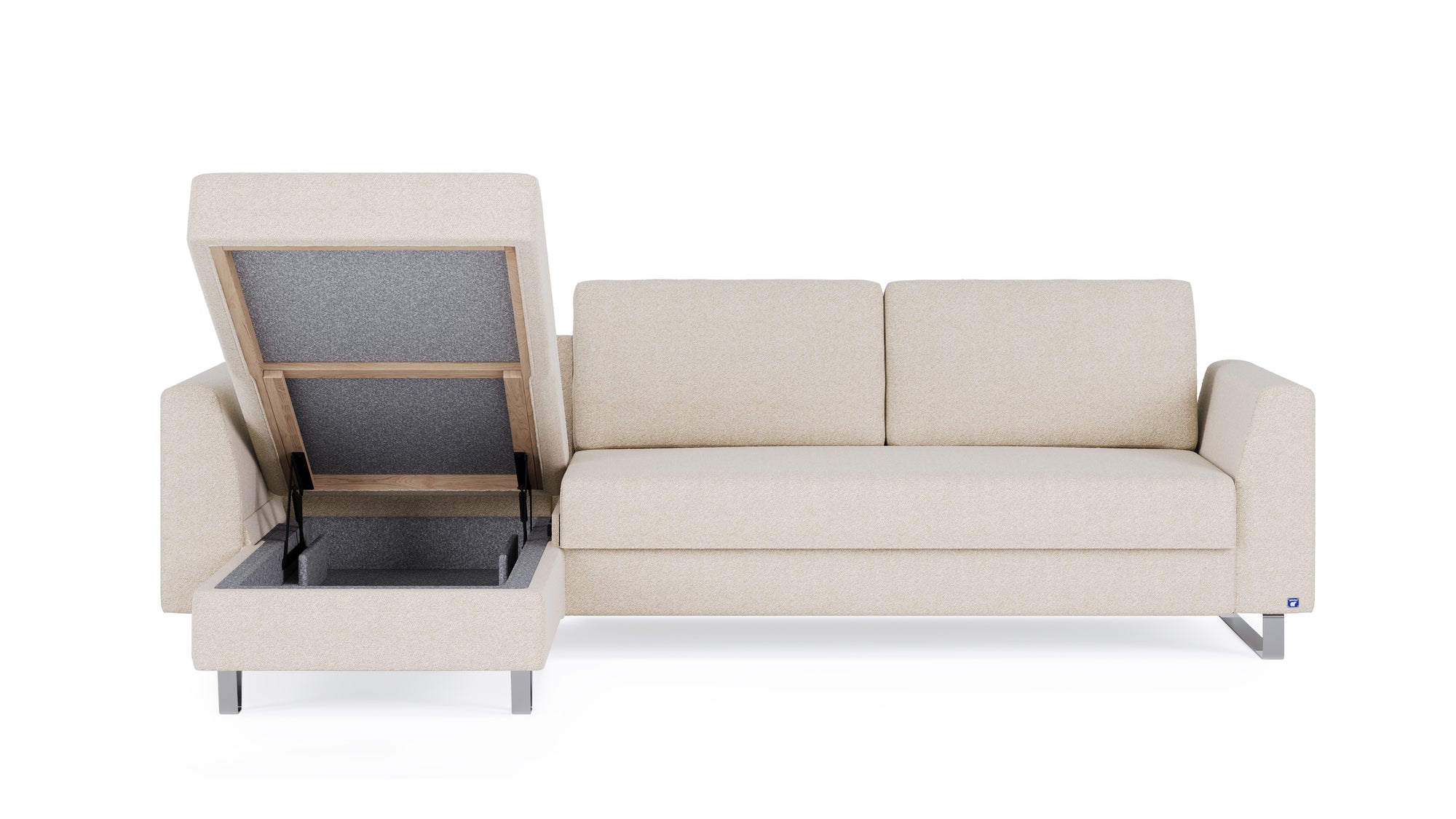 Schlafsofa von Bruno – 160 cm, in Glory Soft Beige, Metallfüße