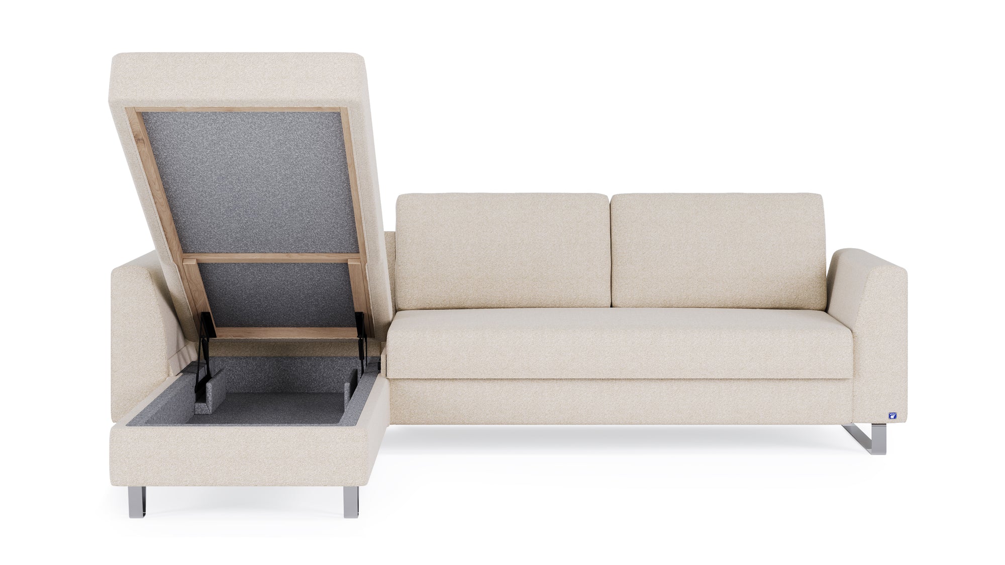 Schlafsofa von Bruno – 160 cm, in Glory Soft Beige, Metallfüße