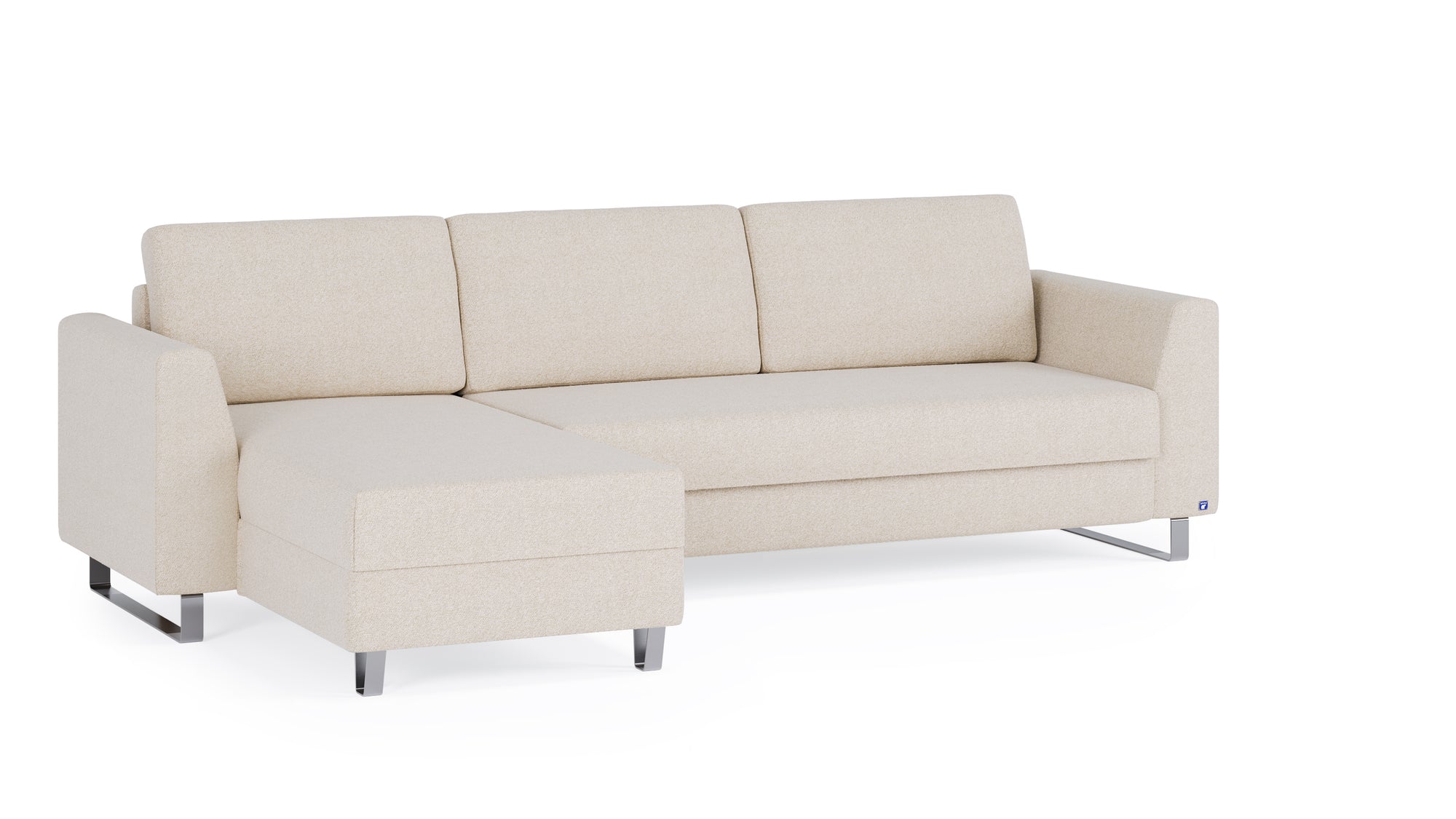 Schlafsofa von Bruno – 160 cm, in Glory Soft Beige, Metallfüße