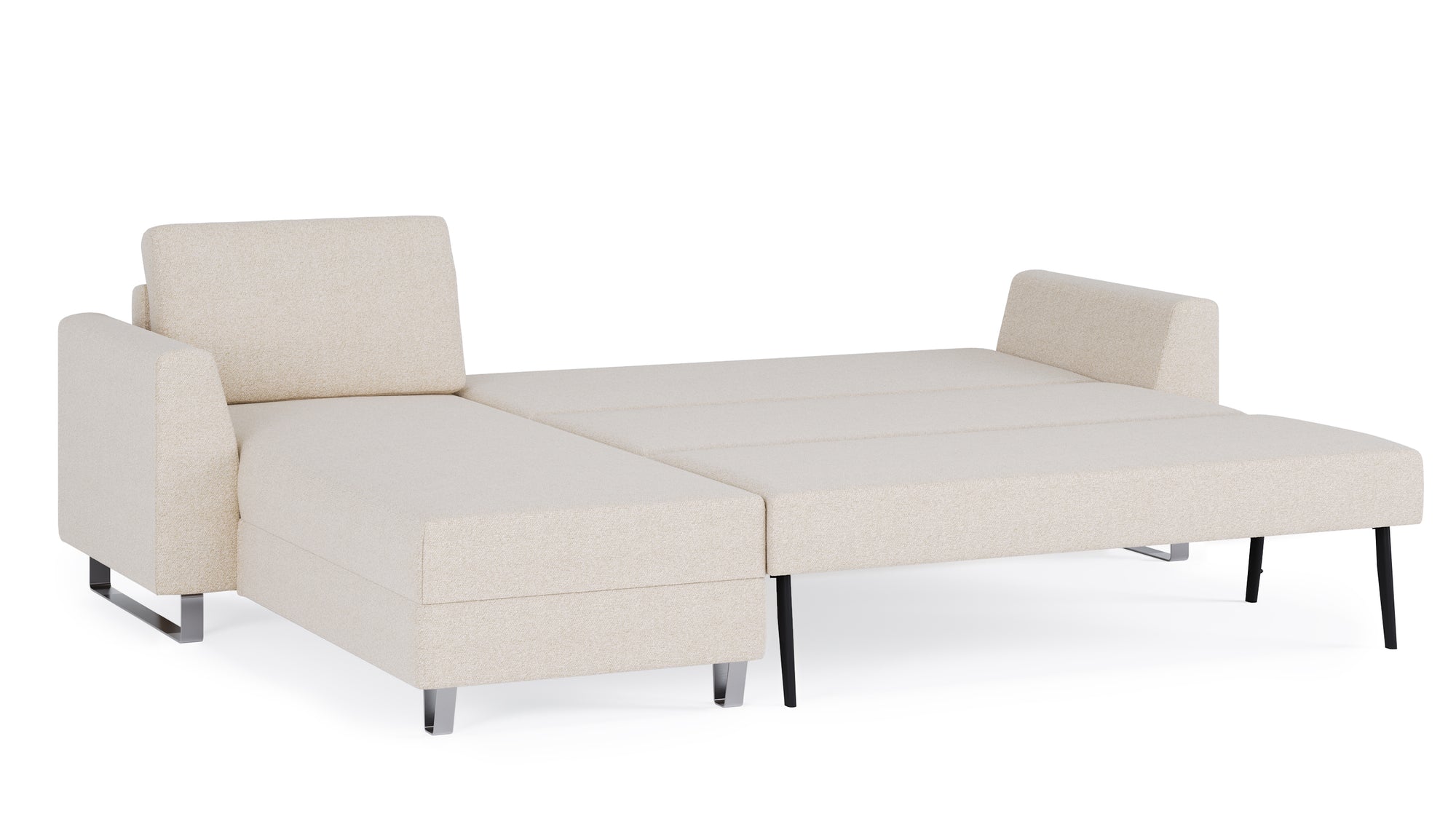 Schlafsofa von Bruno – 160 cm, in Glory Soft Beige, Metallfüße