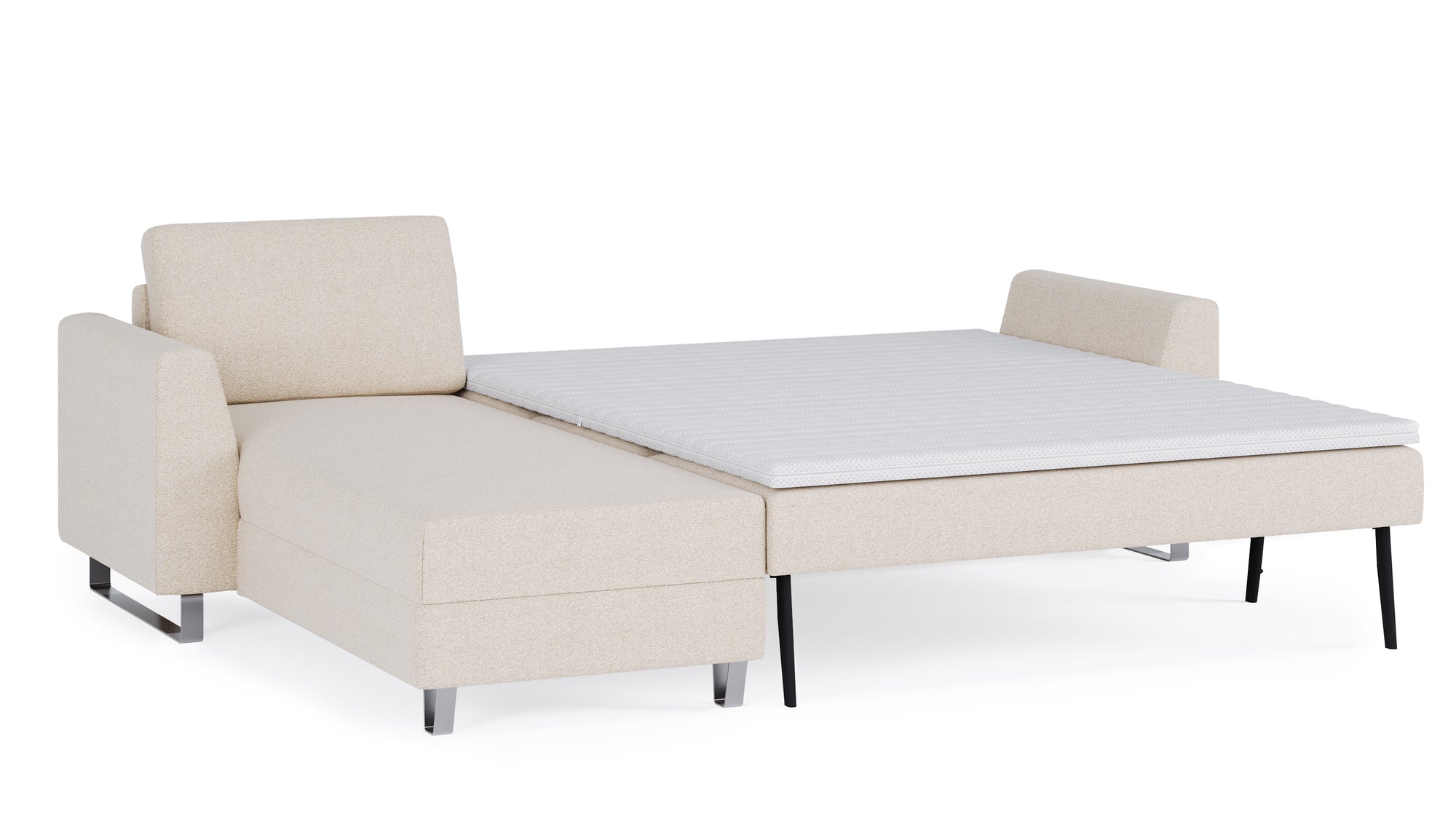 Schlafsofa von Bruno – 160 cm, in Glory Soft Beige, Metallfüße