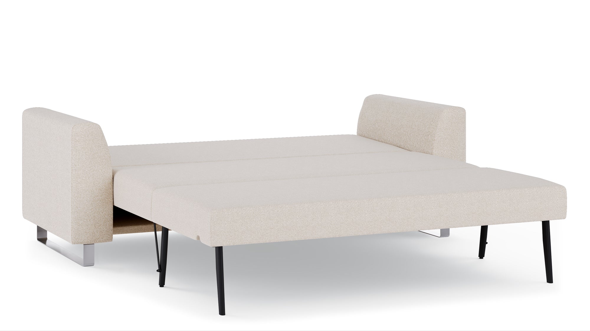 Schlafsofa von Bruno – 160 cm, in Glory Soft Beige, Metallfüße