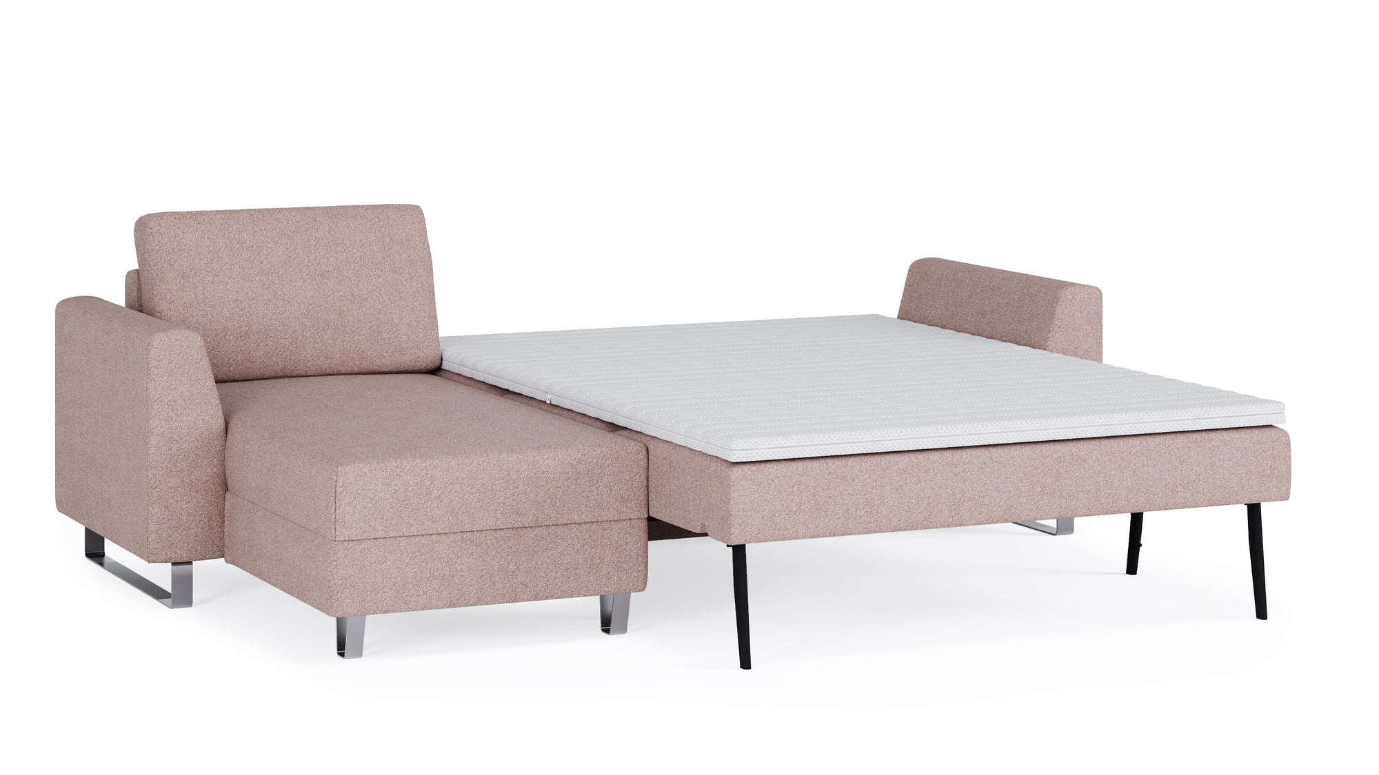 Schlafsofa von Bruno – 140 cm, in Glory Blush, Metallfüße
