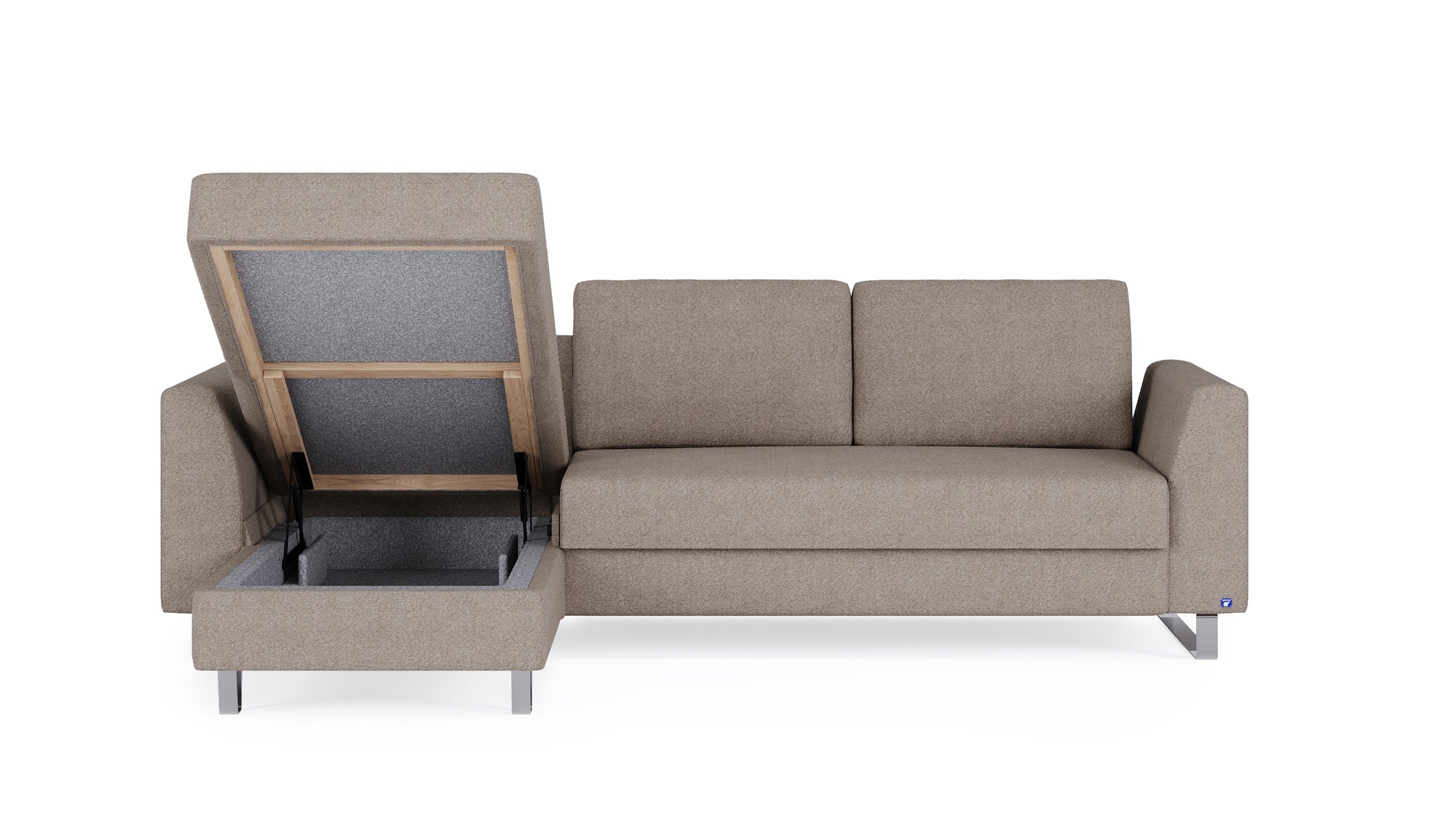 Schlafsofa von Bruno – 140 cm, in Glory Taupe, Metallfüße