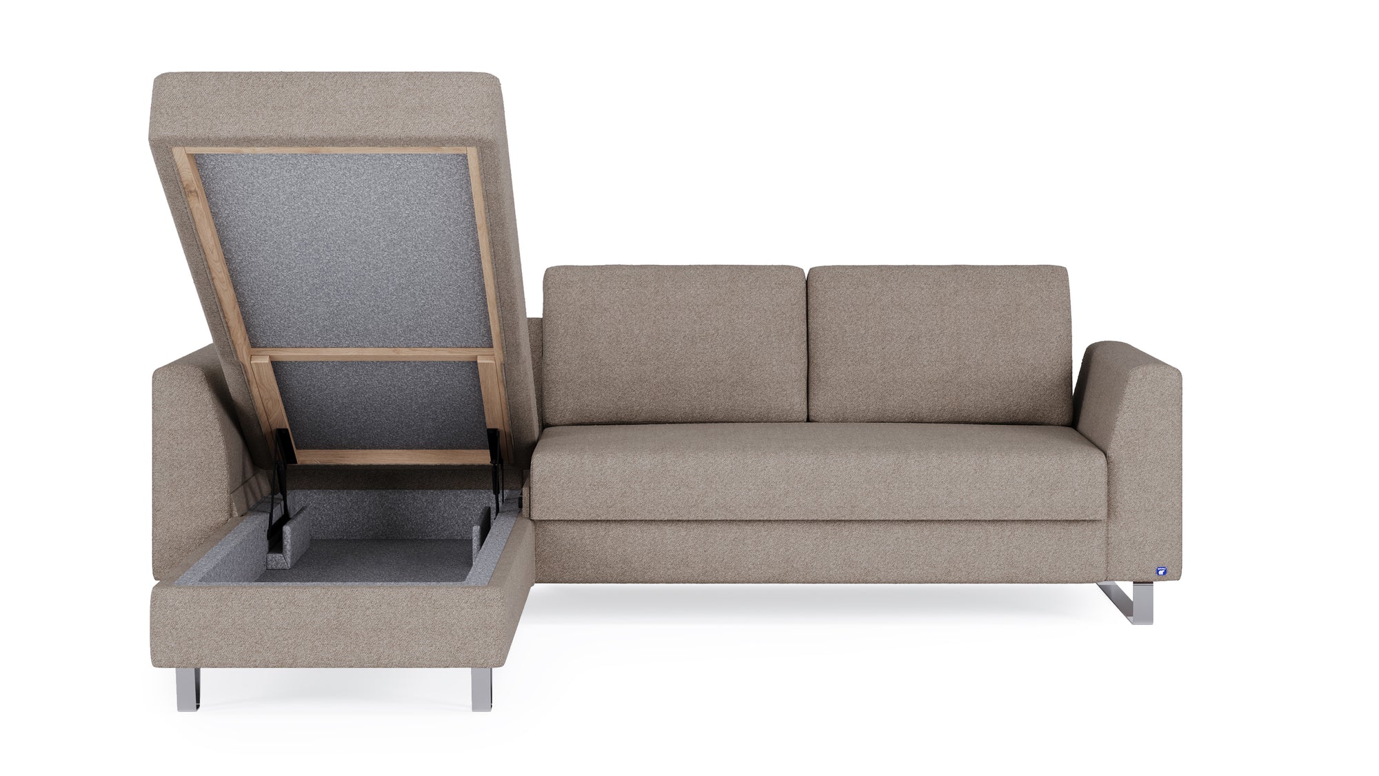 Schlafsofa von Bruno – 140 cm, in Glory Taupe, Metallfüße