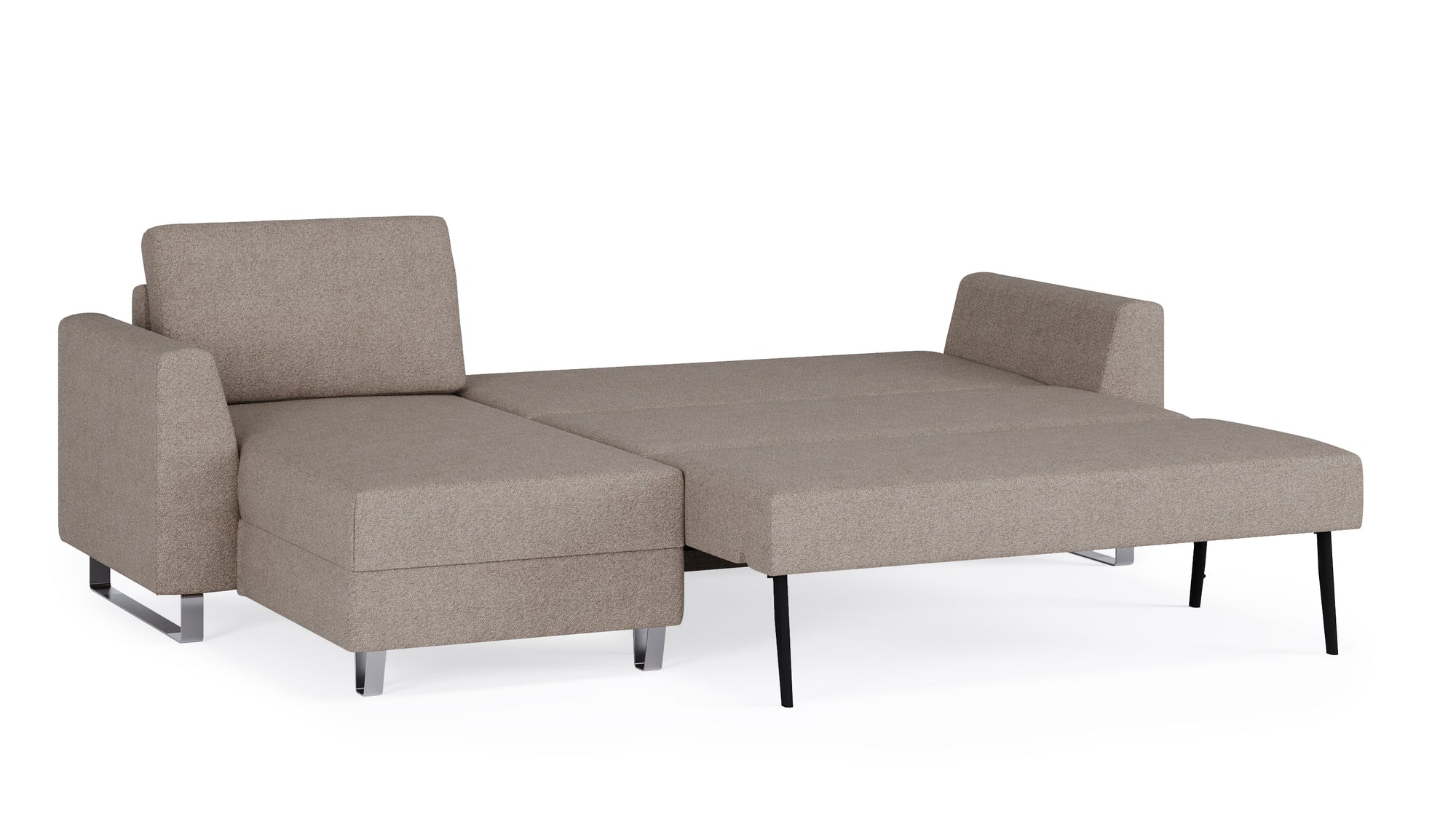 Schlafsofa von Bruno – 140 cm, in Glory Taupe, Metallfüße