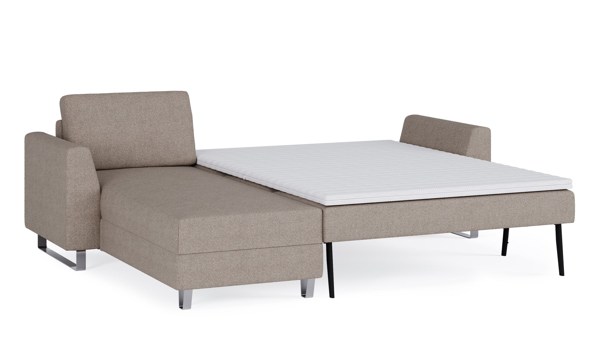 Schlafsofa von Bruno – 140 cm, in Glory Taupe, Metallfüße