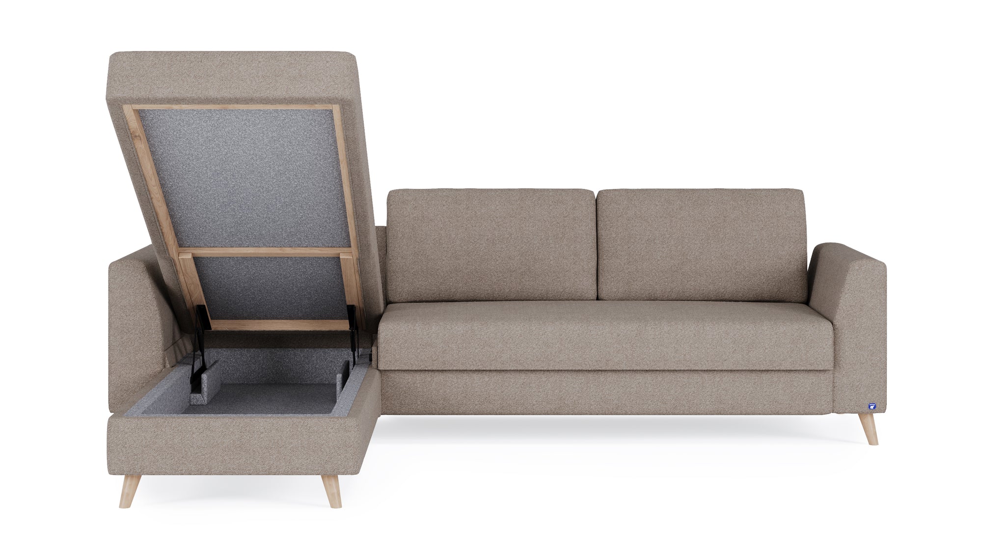 Schlafsofa von Bruno – 160 cm, in Glory Taupe, Holzfüße