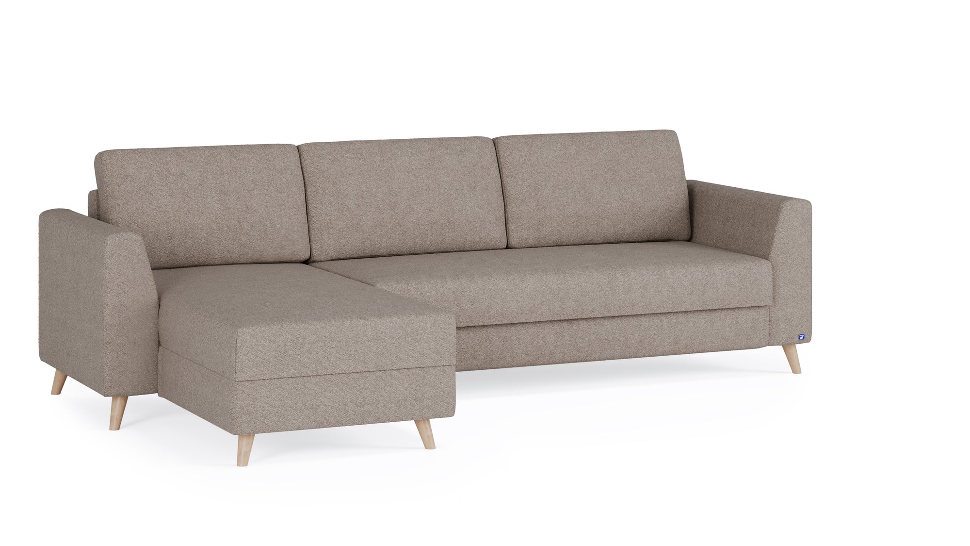 Schlafsofa von Bruno – 160 cm, in Glory Taupe, Holzfüße