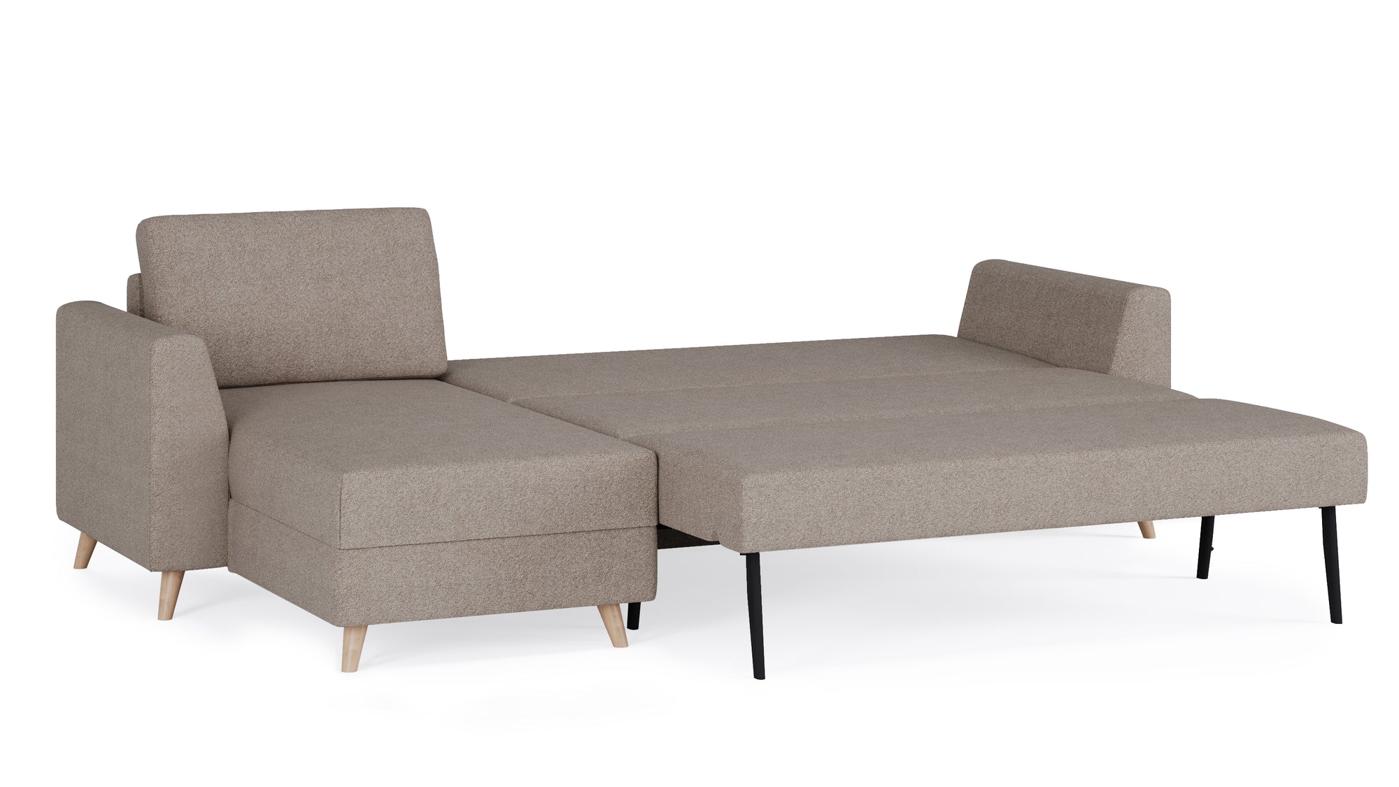 Schlafsofa von Bruno – 160 cm, in Glory Taupe, Holzfüße