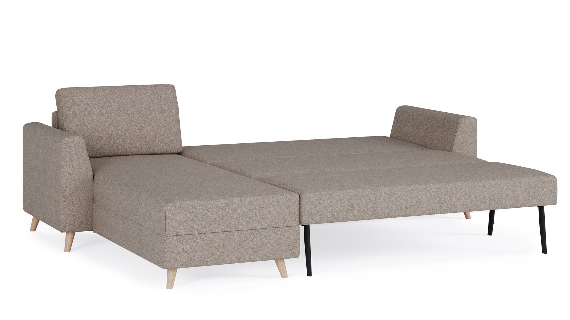 Schlafsofa von Bruno – 160 cm, in Glory Taupe, Holzfüße