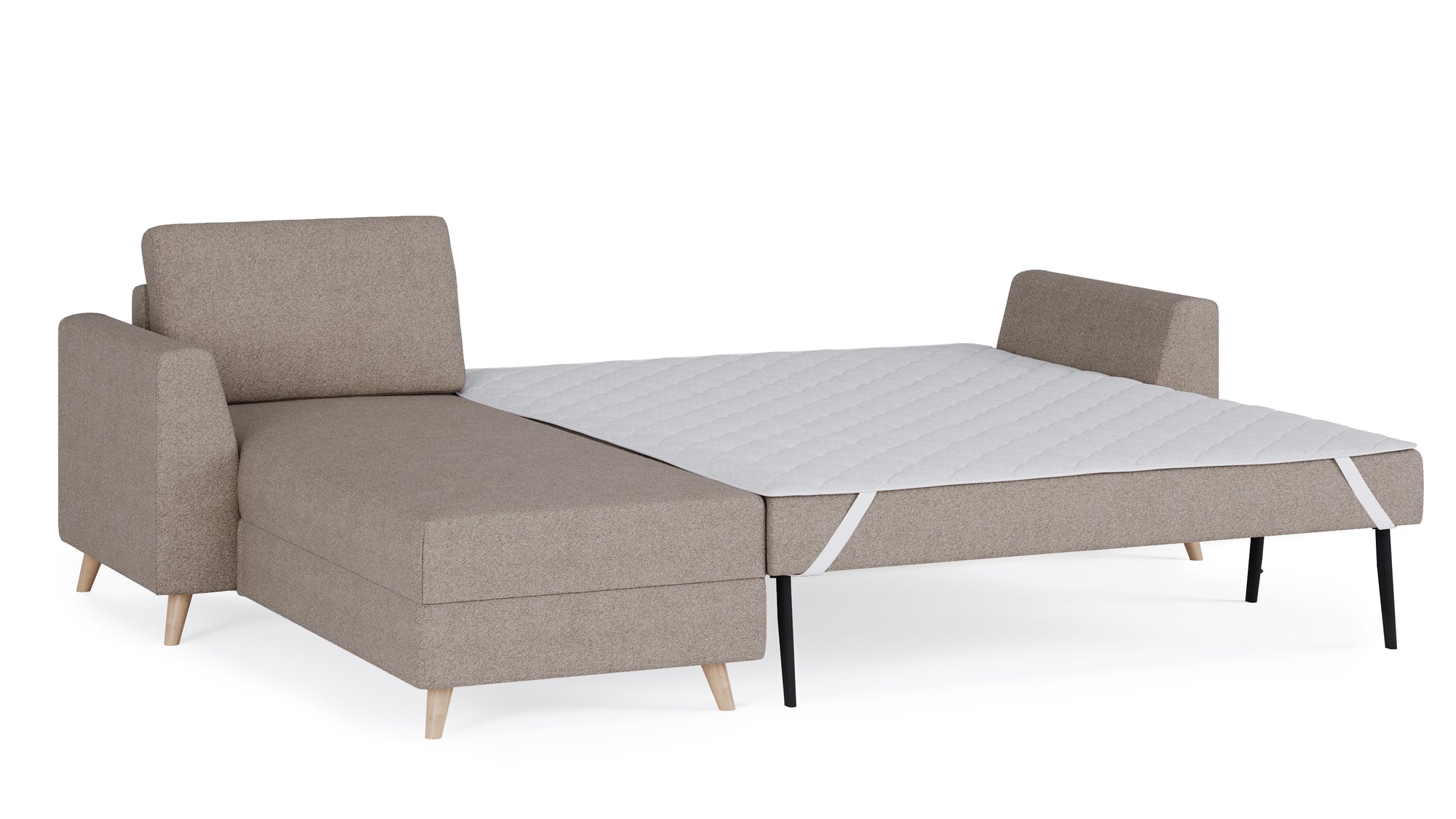 Schlafsofa von Bruno – 160 cm, in Glory Taupe, Holzfüße