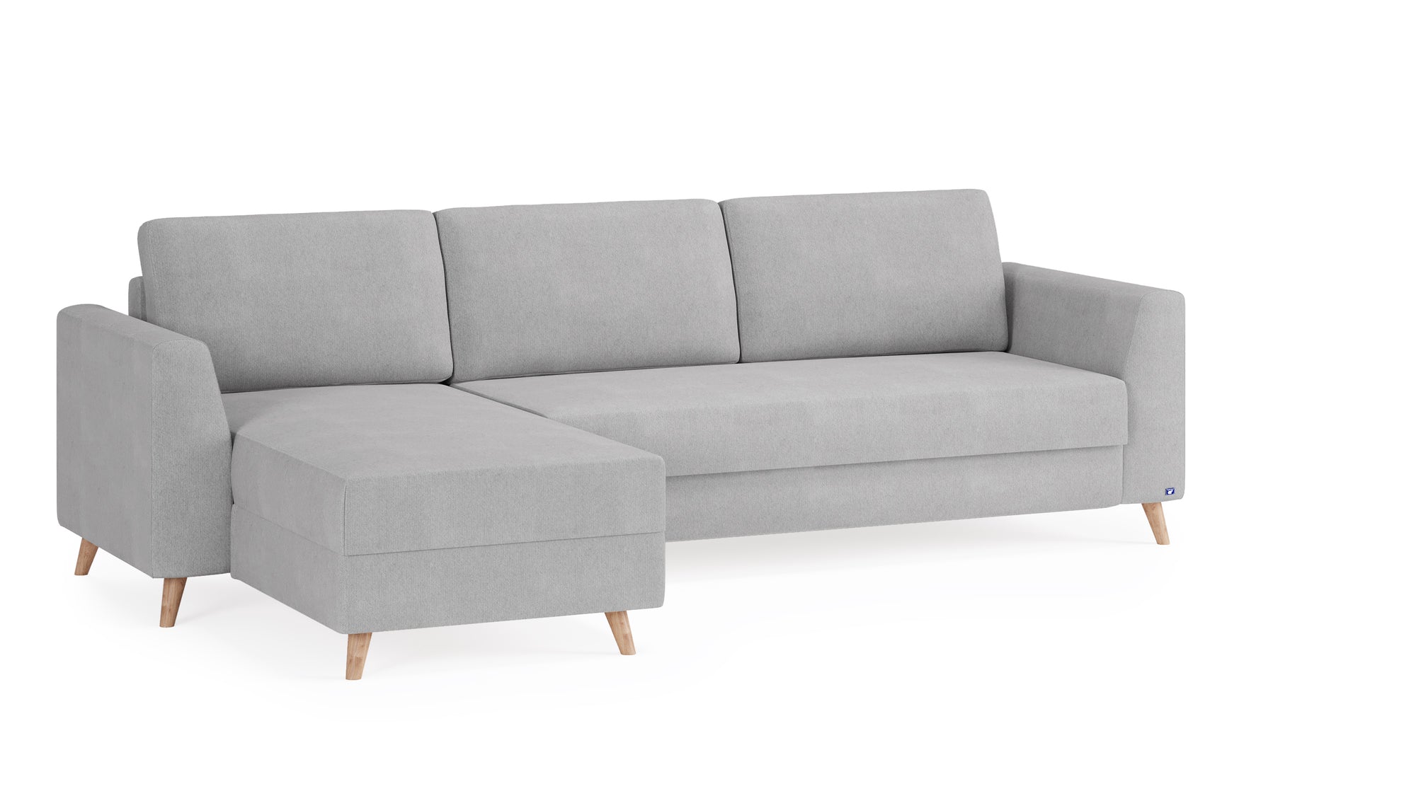 Schlafsofa von Bruno – 160 cm, in Hellgrau, Holzfüße