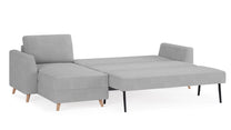 Schlafsofa von Bruno – 160 cm, in Hellgrau, Holzfüße
