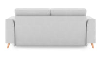 Schlafsofa von Bruno – 160 cm, in Hellgrau, Holzfüße