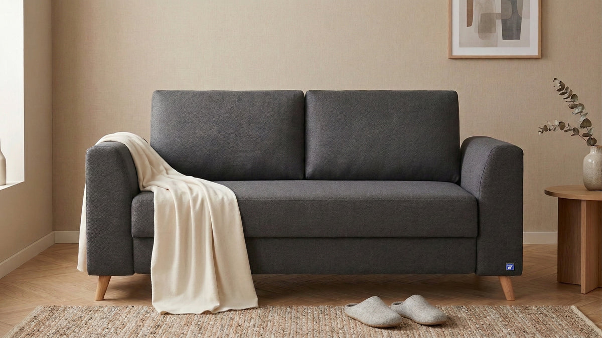 Boxspring-Schlafsofa in Schwarz (Anthrazit)
