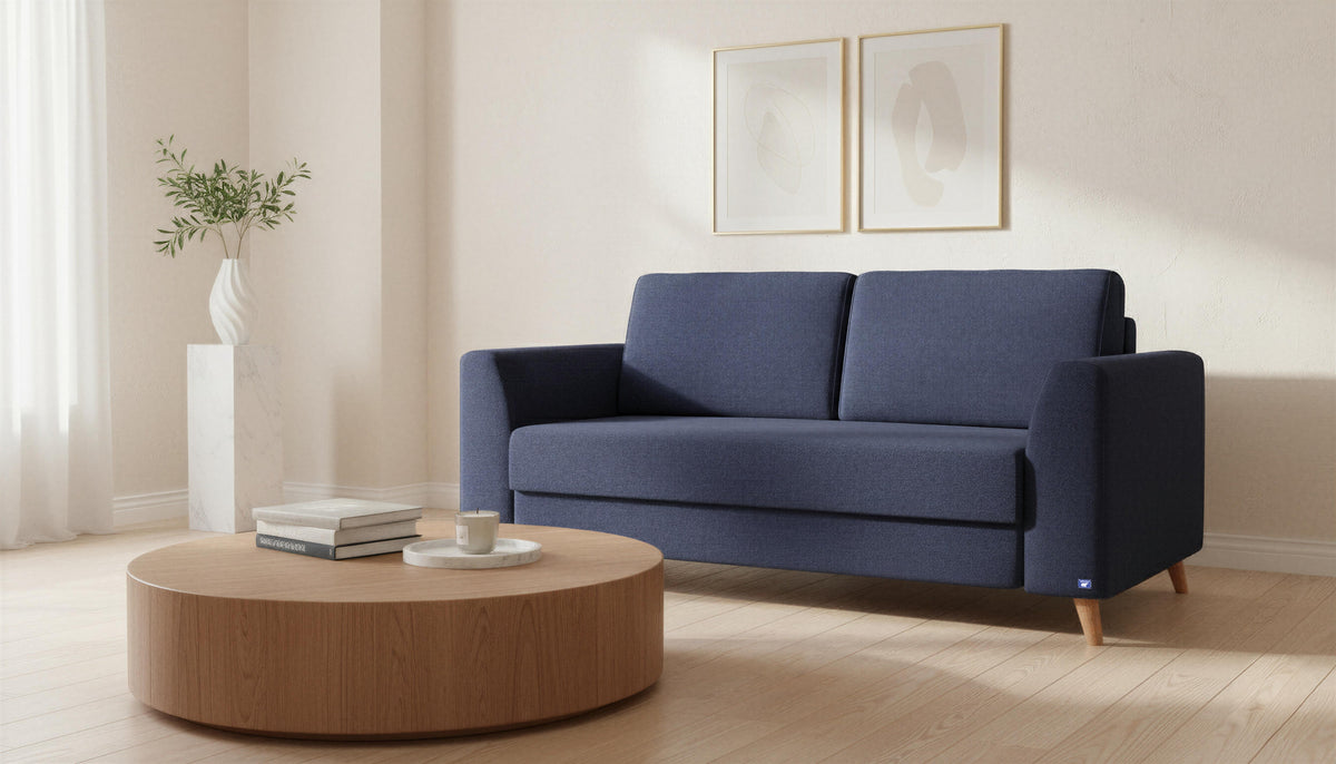 Schlafsofa in Blau mit Boxspringfedern