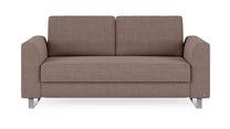 Schlafsofa von Bruno – 140 cm, in Braun, Klassik-Armlehnen, Metallfüße