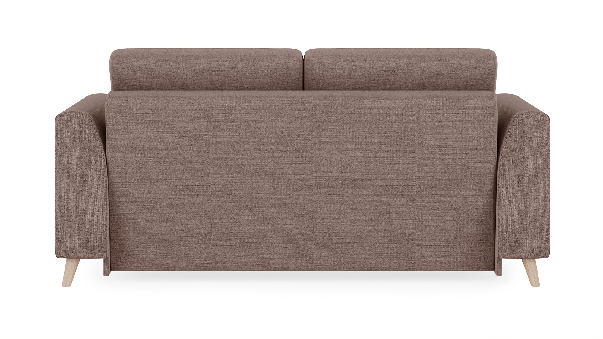 Schlafsofa von Bruno – 140 cm, in Braun, Klassik-Armlehnen, Holzfüße