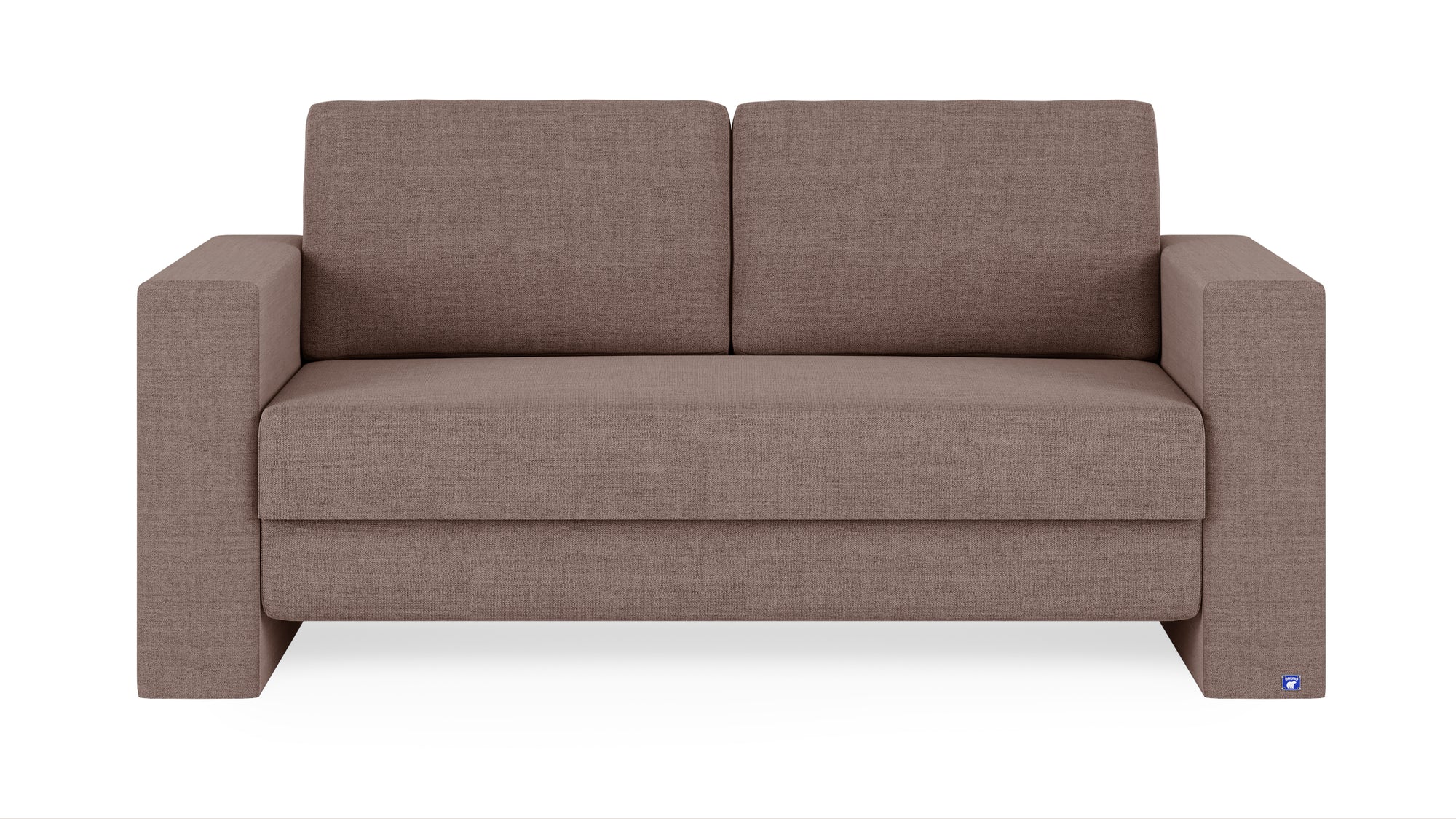 Schlafsofa von Bruno – 140 cm, in Braun, Kubus-Armlehnen