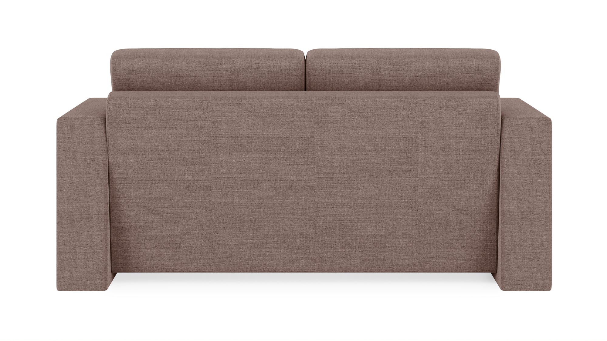 Schlafsofa von Bruno – 140 cm, in Braun, Kubus-Armlehnen