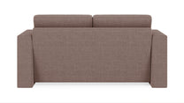 Schlafsofa von Bruno – 140 cm, in Braun, Kubus-Armlehnen