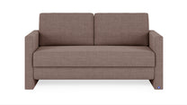 Schlafsofa von Bruno – 140 cm, in Braun, schmale Armlehnen