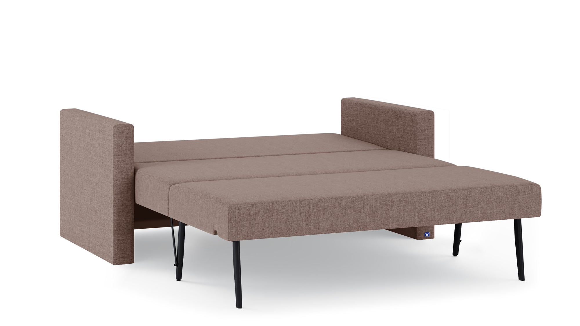 Schlafsofa von Bruno – 140 cm, in Braun, schmale Armlehnen