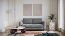 Schlafsofa von Bruno – 140 cm, in Dunkelgrau, Klassik-Armlehnen, Metallfüße