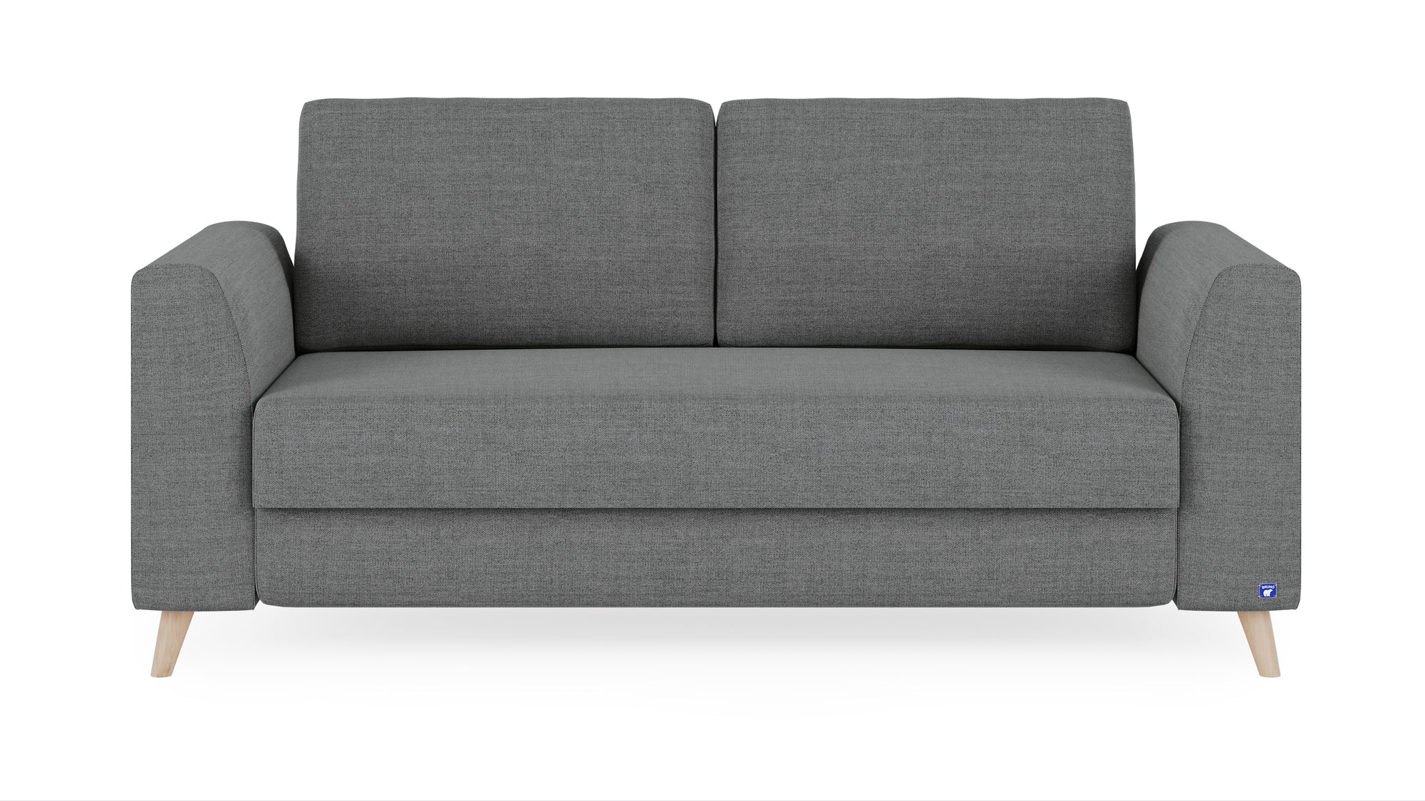 Schlafsofa von Bruno – 140 cm, in Dunkelgrau, Klassik-Armlehnen, Holzfüße