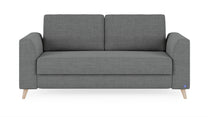 Schlafsofa von Bruno – 140 cm, in Dunkelgrau, Klassik-Armlehnen, Holzfüße