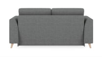 Schlafsofa von Bruno – 140 cm, in Dunkelgrau, Klassik-Armlehnen, Holzfüße