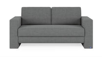 Schlafsofa von Bruno – 140 cm, in Dunkelgrau, Kubus-Armlehnen